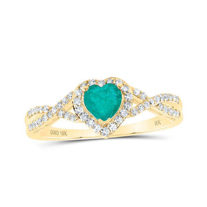 Gemstone Heart Ring | 10kt Yellow Gold Womens Heart Emerald Fashion Ring 5/8 Cttw | Splendid Jewellery GND