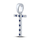 10kt White Gold T-Shaped Sapphire and Diamond Initial Pendant Side view from the 10Kt White Gold Womens Round Blue Sapphire Diamond T Letter Pendant 1 8 Cttwpin289257 collection by Splendid Jewellery
