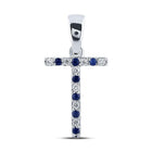 10kt White Gold T-Shaped Sapphire and Diamond Initial Pendant Top view from the 10Kt White Gold Womens Round Blue Sapphire Diamond T Letter Pendant 1 8 Cttwpin289257 collection by Splendid Jewellery