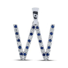 Exquisite Blue Sapphire & Diamond Initial Pendant in 10kt White Gold Top view from the 10Kt White Gold Womens Round Blue Sapphire Diamond W Letter Pendant 1 4 Cttwpin289248 collection by Splendid Jewellery