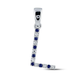 10kt White Gold Blue Sapphire Initial Pendant: A Personalized Gemstone Delight Top view from the 10Kt White Gold Womens Round Blue Sapphire Initial L Letter Pendant 1 8 Cttwpin289205 collection by Splendid Jewellery