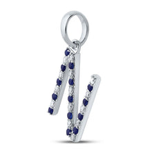 Load image into Gallery viewer, Enchanting Blue Sapphire Initial Pendant: A Symbol of Elegance and Individuality Side view from the 10Kt White Gold Womens Round Blue Sapphire N Initial Letter Pendant 1 4 Cttwpin289206 collection by Splendid Jewellery