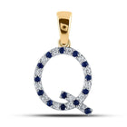 Captivating Blue Sapphire & Diamond Initial Pendant in 10kt Yellow Gold product  Top View from Splendid Jewellery