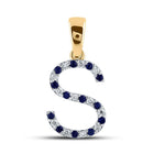 10kt Yellow Gold Blue Sapphire and Diamond Initial Pendant product  Top View from Splendid Jewellery