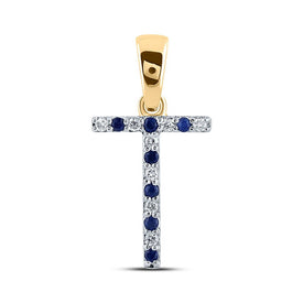 Enchanting Blue Sapphire & Diamond T-Shaped Initial Pendant product  Top View from Splendid Jewellery