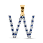 10kt Yellow Gold Gemstone Initial & Letter Pendant with Blue Sapphire and Diamond Accents product  Top View from Splendid Jewellery