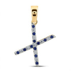 Blue Sapphire Diamond Initial Pendant | 10kt Yellow Gold Personalized Letter Necklace | Splendid Jewellery product  Top View from Splendid Jewellery