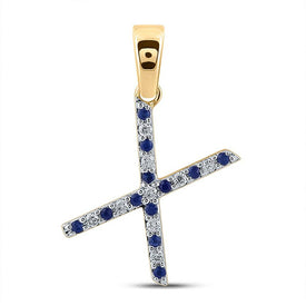 Blue Sapphire Diamond Initial Pendant | 10kt Yellow Gold Personalized Letter Necklace | Splendid Jewellery product  Top View from Splendid Jewellery