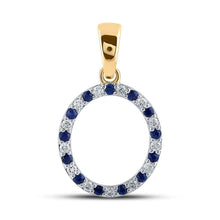 Load image into Gallery viewer, 10kt Yellow Gold Gemstone Initial &amp; Letter Pendant with Lab-Created Blue Sapphire and Diamond Accents - Top View