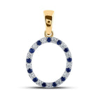 10kt Yellow Gold Gemstone Initial & Letter Pendant with Lab-Created Blue Sapphire and Diamond Accents - Top View