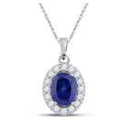 Oceanic Elegance: 10kt White Gold Oval Lab-Created Blue Sapphire Solitaire Pendant Top view from the 10Kt White Gold Womens Oval Lab Created Blue Sapphire Solitaire Pendant 3 Cttwpin284020 collection by Splendid Jewellery