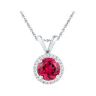Flaming Passion Ruby Pendant Top view from the 10Kt White Gold Womens Round Lab Created Ruby Solitaire Pendant 1 Cttwpin201331 collection by Splendid Jewellery