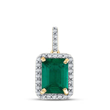 Load image into Gallery viewer, Captivating Cushion-Cut Lab-Created Emerald Solitaire Pendant product  Top View from Splendid Jewellery
