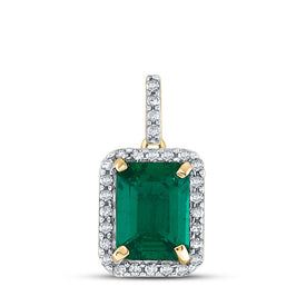 Captivating Cushion-Cut Lab-Created Emerald Solitaire Pendant product  Top View from Splendid Jewellery