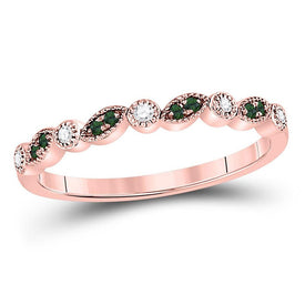 Radiant Emerald Diamond Stackable Band Ring | 10kt Rose Gold Women's Jewelry - Alternate view 1 from Splendid Jewellery