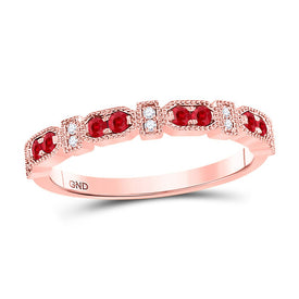Radiant Ruby and Diamond Stackable Band Ring in 10kt Rose Gold - Alternate view 1 from Splendid Jewellery