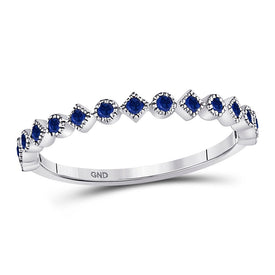10kt White Gold Blue Sapphire Stackable Band Ring - A Touch of Elegance and Versatility Top view from the 10Kt White Gold Womens Round Blue Sapphire Stackable Band Ring 1 5 Cttwpin279048 collection by Splendid Jewellery