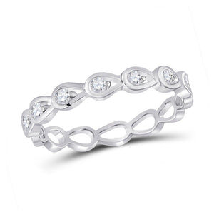 Gemstone Stackable Band | 10kt White Gold Womens Round Diamond Stackable Band Ring 1/5 Cttw | Splendid Jewellery GND