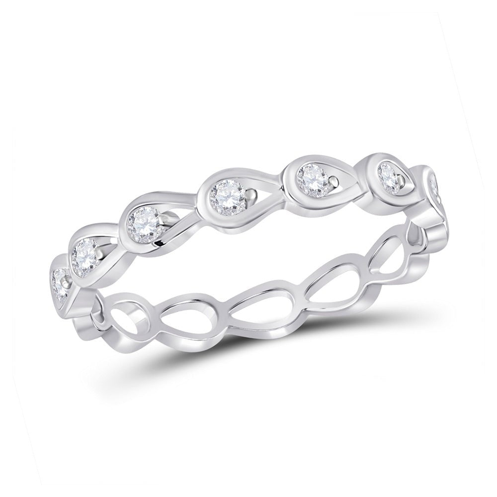 Gemstone Stackable Band | 10kt White Gold Womens Round Diamond Stackable Band Ring 1/5 Cttw | Splendid Jewellery GND