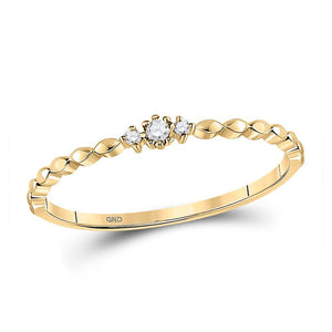 Gemstone Stackable Band | 10kt Yellow Gold Womens Round Diamond Stackable Band Ring .03 Cttw | Splendid Jewellery GND