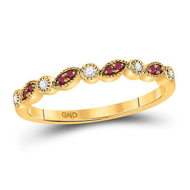 Radiant Ruby Diamond Stackable Band in 10kt Yellow Gold - Top View