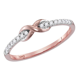 14kt Rose Gold Diamond Infinity Stackable Band Ring - Top View