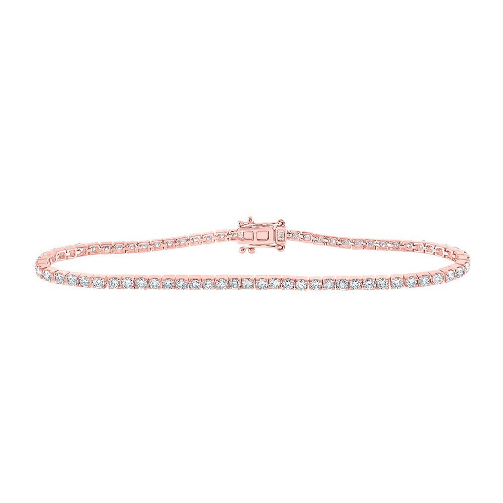 Glamorous 14kt Rose Gold Round Diamond Tennis Bracelet - 2 - 7/8 Cttw - Splendid Jewellery