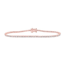 Load image into Gallery viewer, Glamorous 14kt Rose Gold Round Diamond Tennis Bracelet - 2 - 7/8 Cttw - Splendid Jewellery