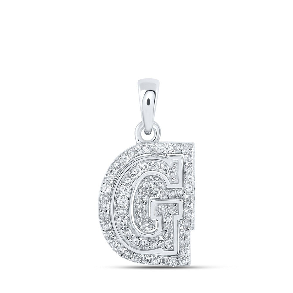 Glamorous Brilliance: 10kt White Gold Diamond G Initial Pendant - Splendid Jewellery