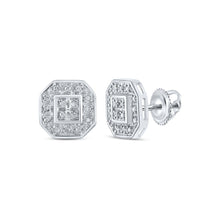 Load image into Gallery viewer, Glamorous Brilliance: 10kt White Gold Octagon Cluster Diamond Earrings - Splendid Jewellery