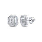 Glamorous Brilliance: 10kt White Gold Octagon Cluster Diamond Earrings - Splendid Jewellery