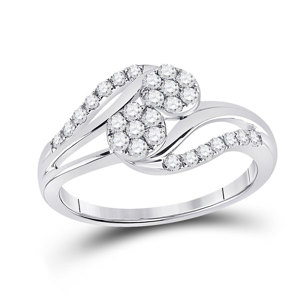 Glamorous Brilliance: 14kt White Gold Round Diamond Cluster Bridal Wedding Engagement Ring 1/2 Cttw - Splendid Jewellery