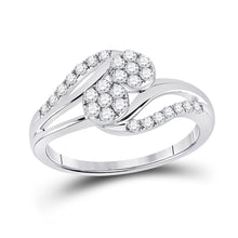 Load image into Gallery viewer, Glamorous Brilliance: 14kt White Gold Round Diamond Cluster Bridal Wedding Engagement Ring 1/2 Cttw - Splendid Jewellery