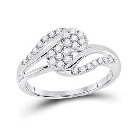 Glamorous Brilliance: 14kt White Gold Round Diamond Cluster Bridal Wedding Engagement Ring 1/2 Cttw - Splendid Jewellery