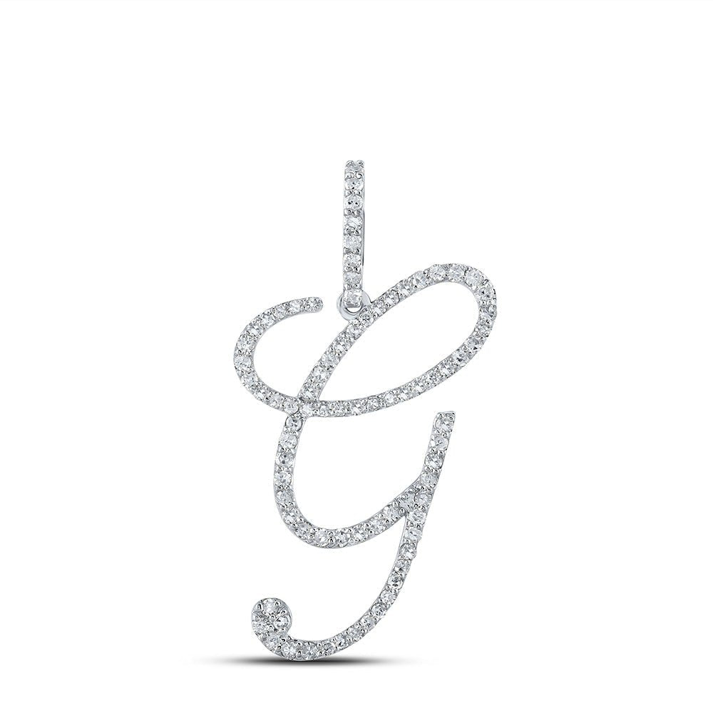 Glamorous Diamond G Initial Pendant in 10kt White Gold - Splendid Jewellery