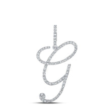 Load image into Gallery viewer, Glamorous Diamond G Initial Pendant in 10kt White Gold - Splendid Jewellery
