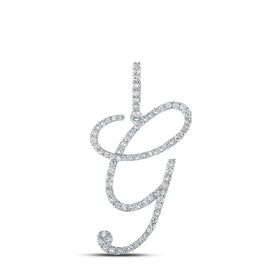Glamorous Diamond G Initial Pendant in 10kt White Gold - Splendid Jewellery