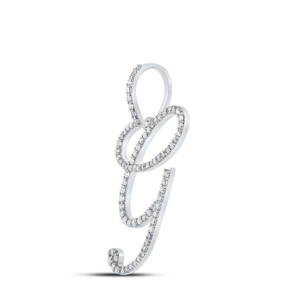 Glamorous Diamond G Initial Pendant in 10kt White Gold - Splendid Jewellery