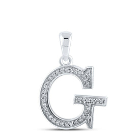 Glamorous Diamond Initial & Letter Pendant in 10kt White Gold - Splendid Jewellery