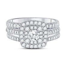 Load image into Gallery viewer, Glamorous Eternity Diamond Wedding Ring Set - Front View