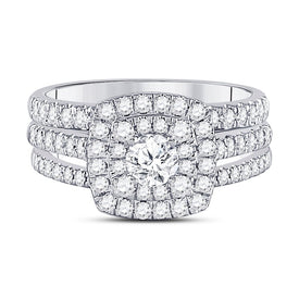 Glamorous Eternity Diamond Wedding Ring Set - Front View