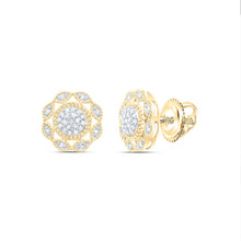 Load image into Gallery viewer, Glamorous Gold Diamond Cluster Earrings product  Top View from Splendid Jewellery