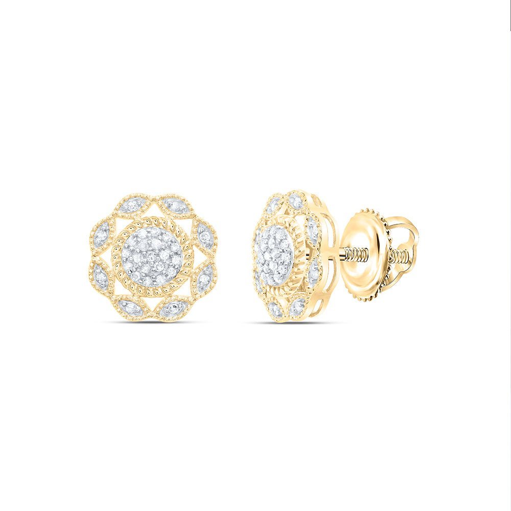 Glamorous Gold Diamond Cluster Earrings - Splendid Jewellery