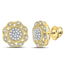 Glamorous Gold Diamond Cluster Earrings - Splendid Jewellery