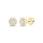 Glamorous Gold Diamond Hexagon Cluster Earrings - Splendid Jewellery