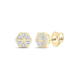 Glamorous Gold Diamond Hexagon Cluster Earrings - Splendid Jewellery