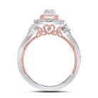 Glamorous Halo Brilliance Wedding Ring Set in Two - tone Gold - Splendid Jewellery