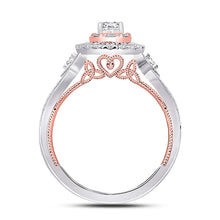Load image into Gallery viewer, Glamorous Halo Brilliance Wedding Ring Set in Two - tone Gold - Splendid Jewellery