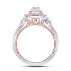 Glamorous Halo Brilliance Wedding Ring Set in Two - tone Gold - Splendid Jewellery