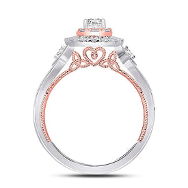 Glamorous Halo Brilliance Wedding Ring Set in Two - tone Gold - Splendid Jewellery